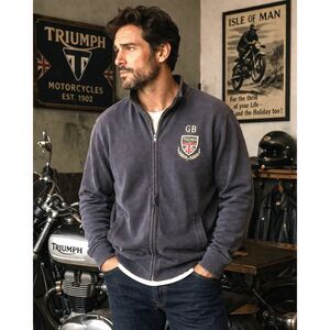 Vintage Triumph Gray Great British Motorcycles Full Zip Jacket Top  Mens Size XL
